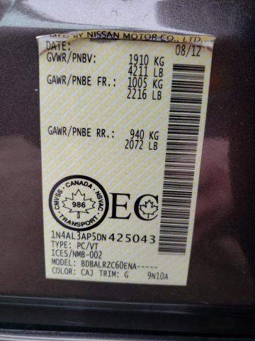 Photo 10 from auction – 2013 NISSAN ALTIMA 2.5 with VIN 1N4AL3AP5DN425043