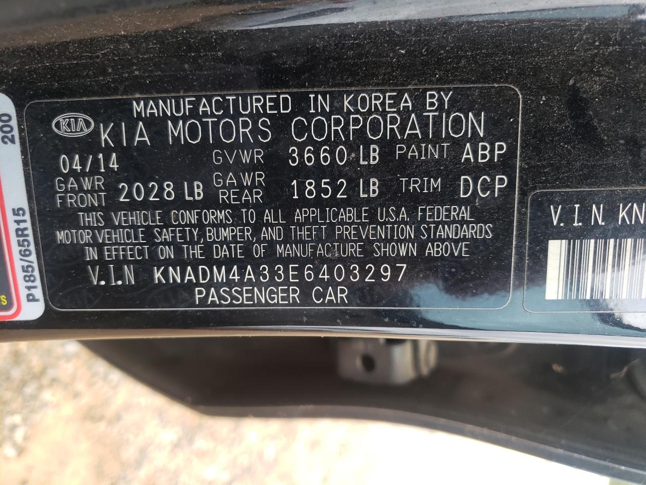 Zdjęcie 10 z aukcji – 2014 KIA RIO LX z VIN KNADM4A33E6403297