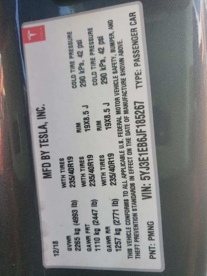 Photo 10 from auction – 2018 TESLA MODEL 3 with VIN 5YJ3E1EB6JF185267