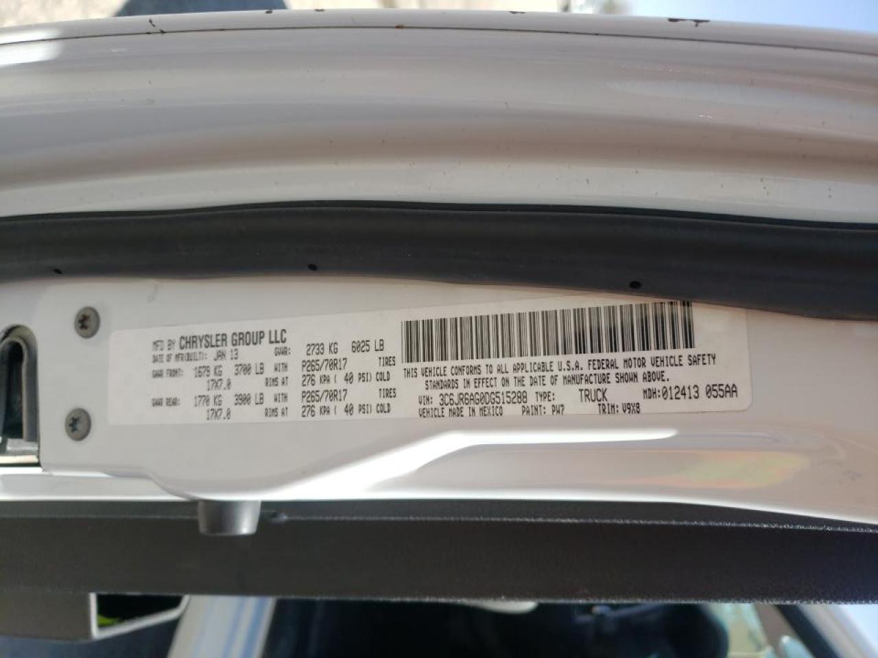 Photo 10 from auction – 2013 RAM 1500 ST with VIN 3C6JR6AG0DG515288