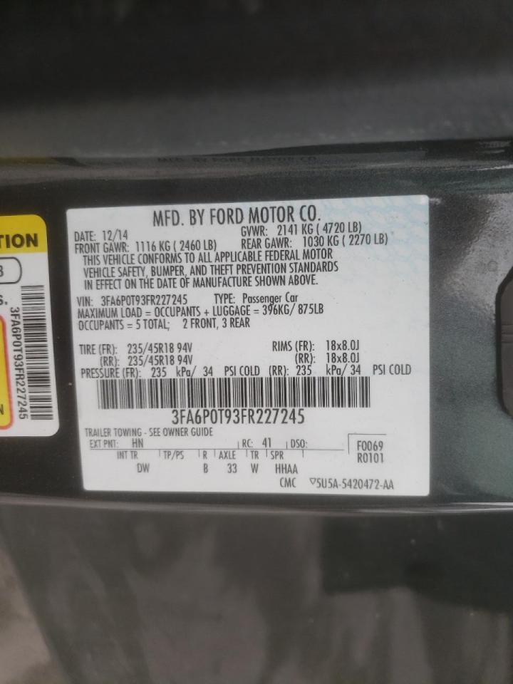 Photo 10 from auction – 2015 FORD FUSION SE with VIN 3FA6P0T93FR227245