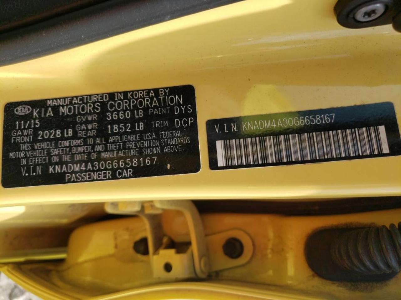 Photo 10 from auction – 2016 KIA RIO LX with VIN KNADM4A30G6658167