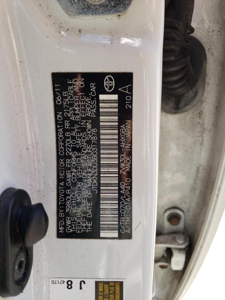 Photo 10 from auction – 2011 TOYOTA PRIUS with VIN JTDKN3DU3B0317878