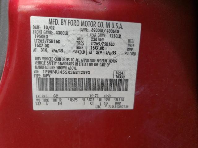 Photo 10 from auction – 2003 FORD EXCURSION with VIN 1FMNU45SX3EB12593