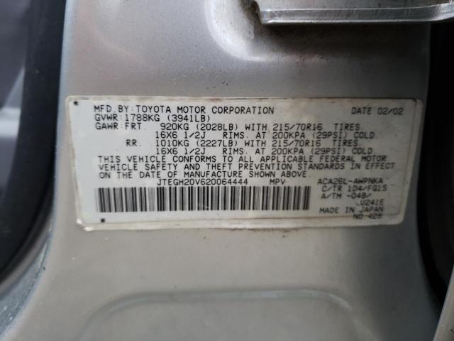 Photo 10 from auction – 2002 TOYOTA RAV4 with VIN JTEGH20V620064444