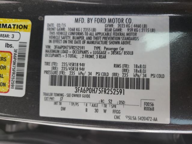 Photo 10 from auction – 2015 FORD FUSION SE with VIN 3FA6P0H75FR252591