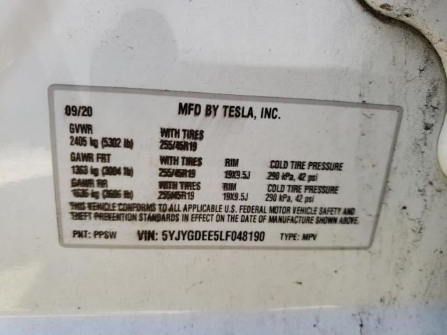 Photo 10 from auction – 2020 TESLA MODEL Y with VIN 5YJYGDEE5LF048190