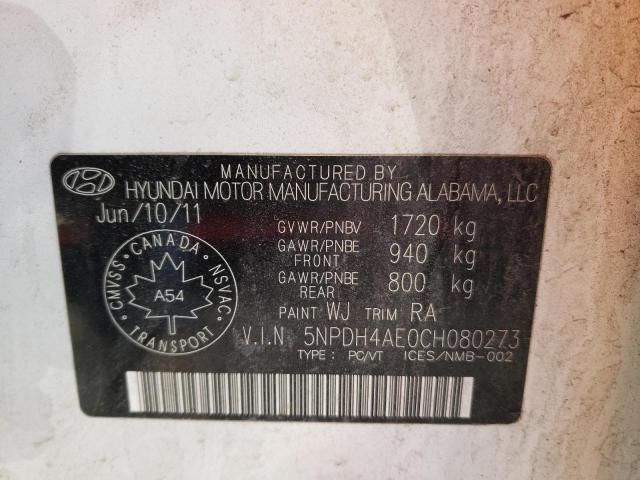 Photo 10 from auction – 2012 HYUNDAI ELANTRA GL with VIN 5NPDH4AE0CH080273