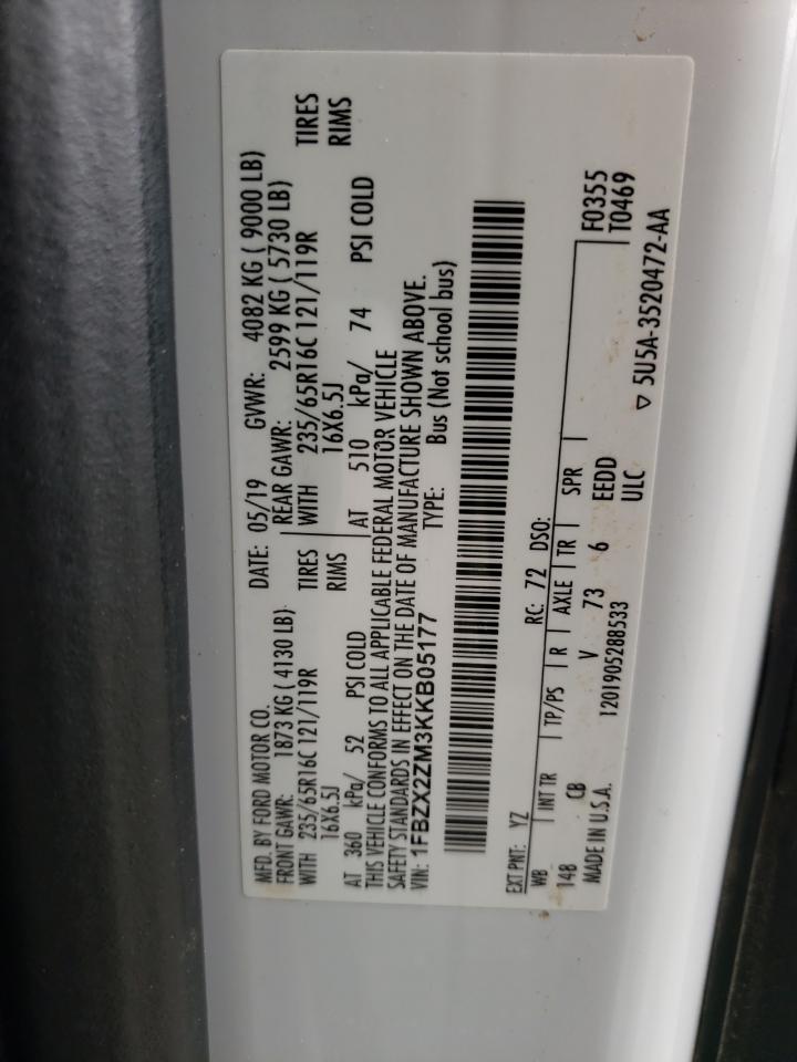 Photo 10 from auction – 2019 FORD TRANSIT T- with VIN 1FBZX2ZM3KKB05177