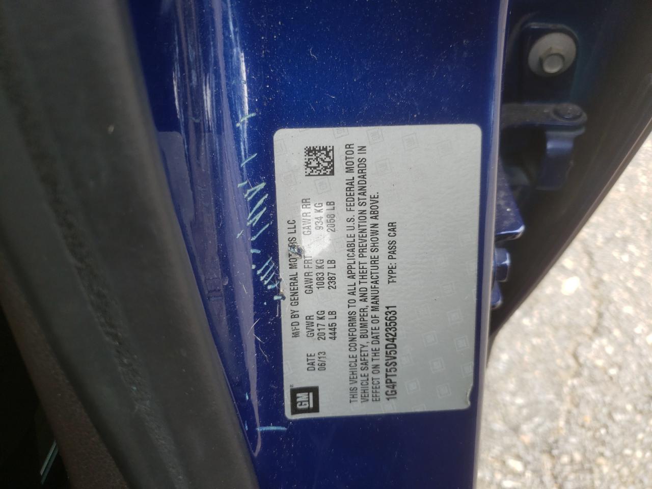 Photo 10 from auction – 2013 BUICK VERANO PRE with VIN 1G4PT5SV5D4235631