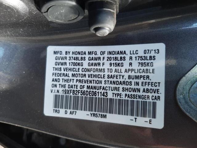 Photo 10 from auction – 2013 HONDA CIVIC LX with VIN 19XFB2F56DE061143