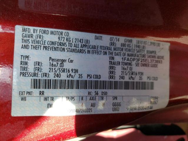 Photo 10 from auction – 2014 FORD FOCUS SE with VIN 1FADP3F25EL373893