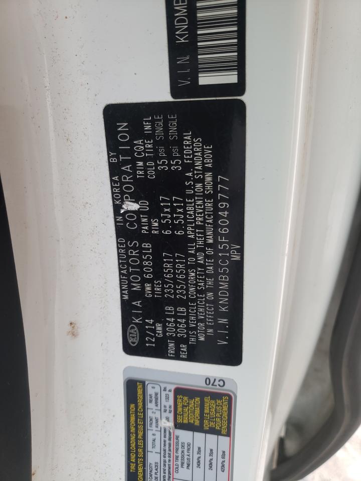Photo 10 from auction – 2015 KIA SEDONA LX with VIN KNDMB5C15F6049777