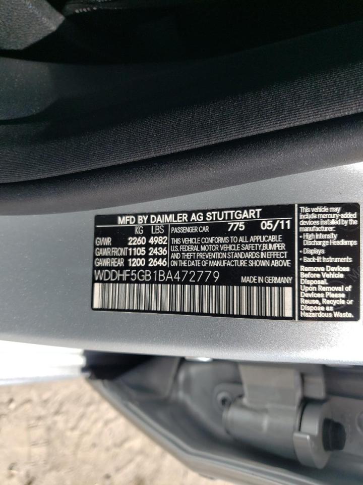 Photo 10 from auction – 2011 MERCEDES-BENZ E350 with VIN WDDHF5GB1BA472779