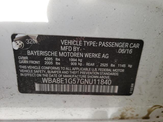 BMW 320 I 2016 with VIN WBA8E1G57GNU11840 - Photo from auction