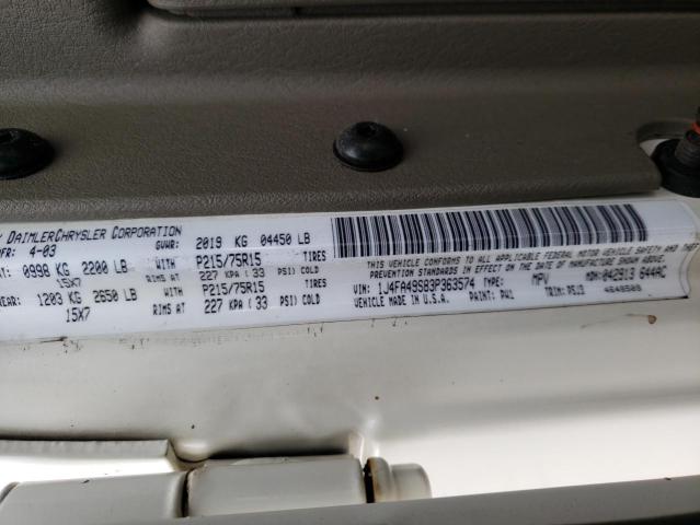 Photo 10 from auction – 2003 JEEP WRANGLER / with VIN 1J4FA49S83P363574