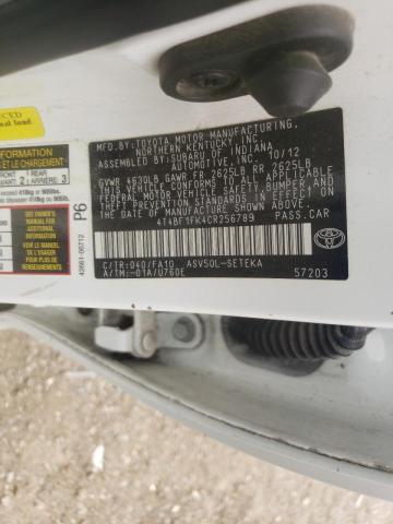 Photo 10 from auction – 2012 TOYOTA CAMRY BASE with VIN 4T4BF1FK4CR256789