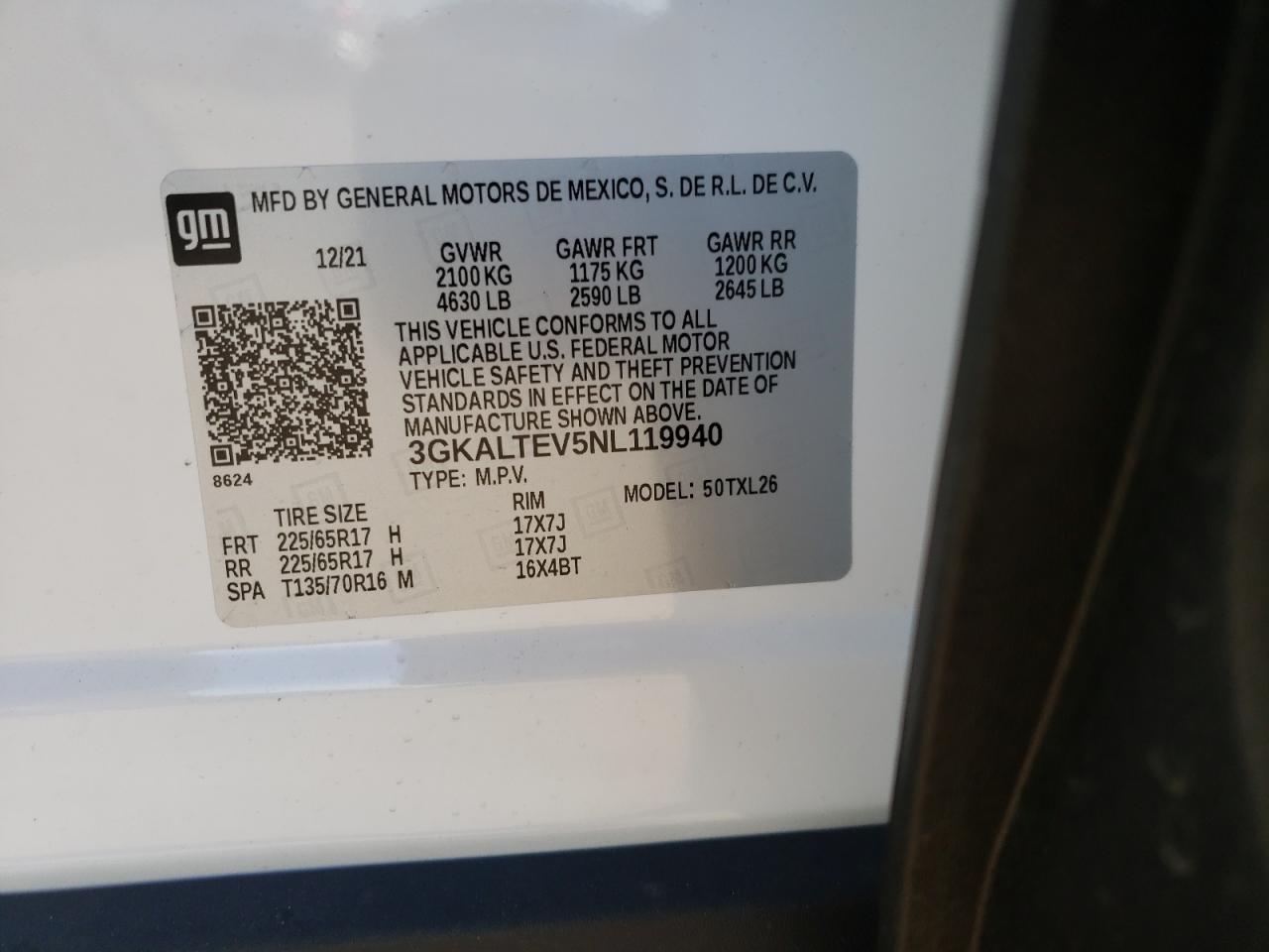 Photo 10 from auction – 2022 GMC TERRAIN SL with VIN 3GKALTEV5NL119940