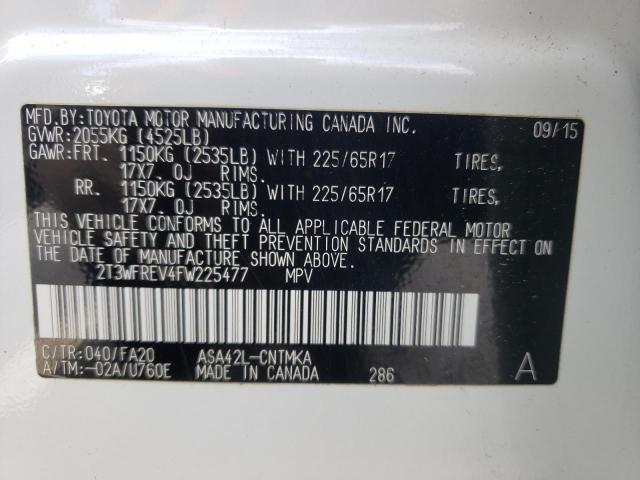 Photo 10 from auction – 2015 TOYOTA RAV4 XLE with VIN 2T3WFREV4FW225477