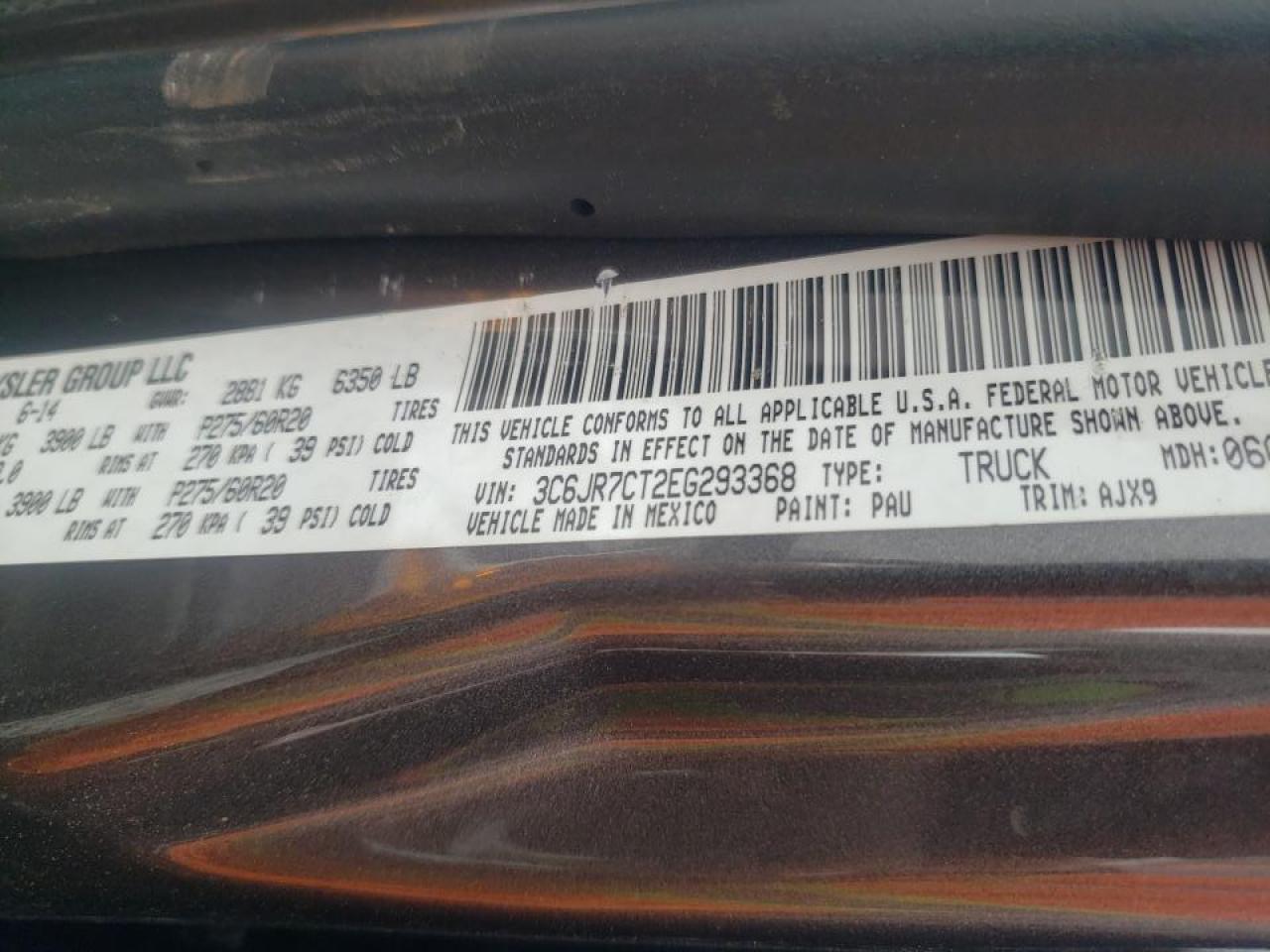 Photo 10 from auction – 2014 RAM 1500 SPORT with VIN 3C6JR7CT2EG293368