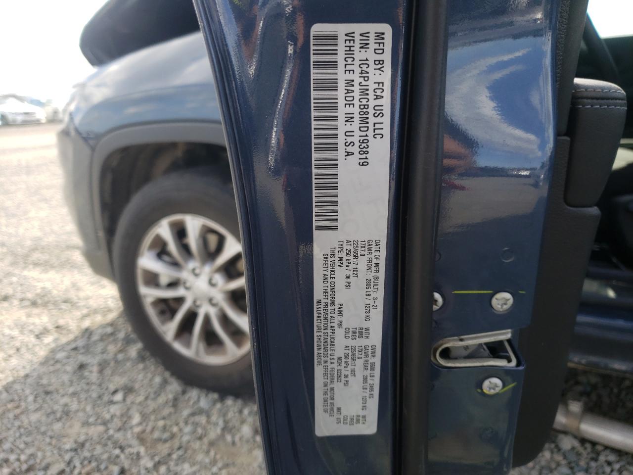 Photo 10 from auction – 2021 JEEP CHEROKEE L with VIN 1C4PJMCB8MD193819