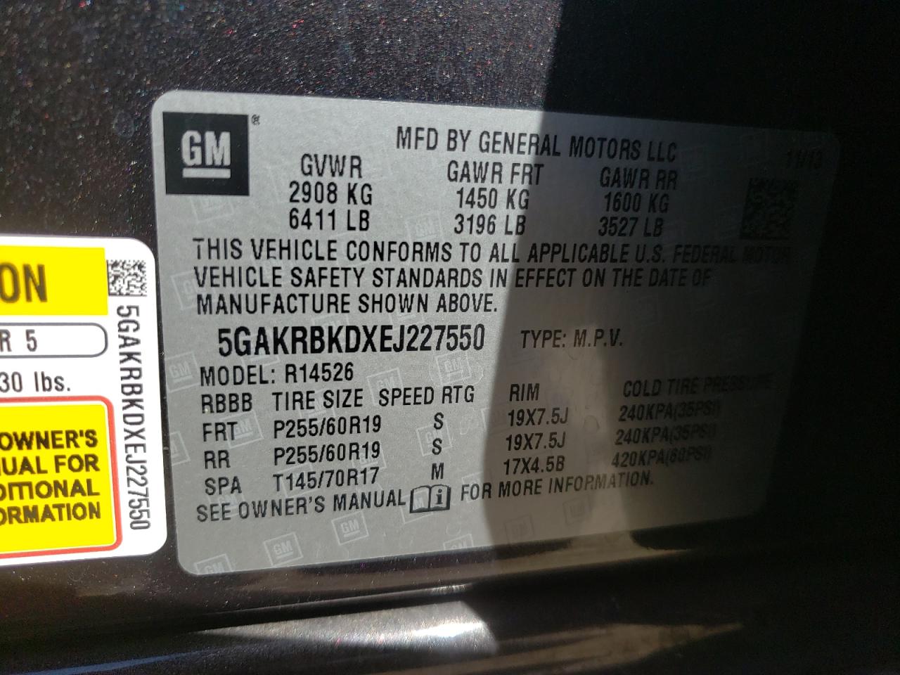 Photo 10 from auction – 2014 BUICK ENCLAVE with VIN 5GAKRBKDXEJ227550