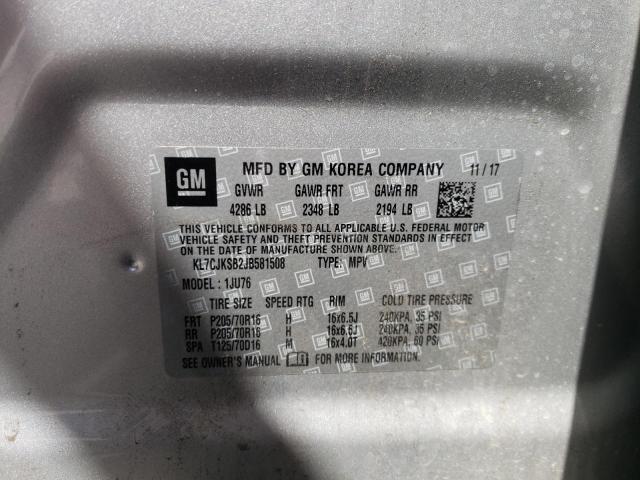 Photo 10 from auction – 2018 CHEVROLET TRAX LS with VIN KL7CJKSB2JB581508