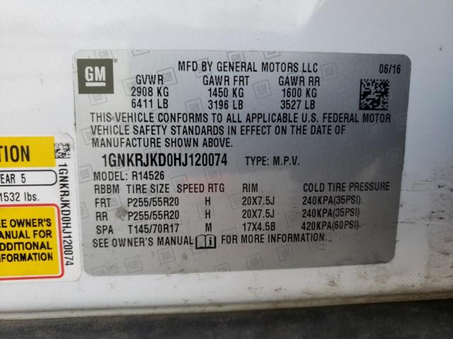 Photo 10 from auction – 2017 CHEVROLET TRAVERSE P with VIN 1GNKRJKD0HJ120074