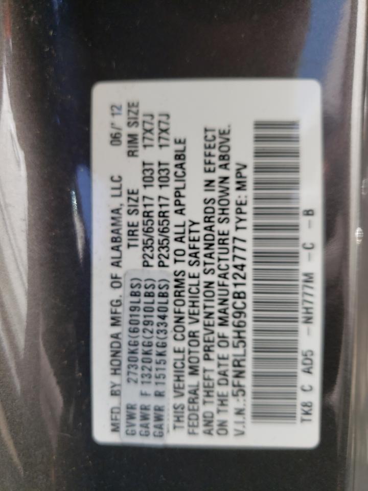 Photo 10 from auction – 2012 HONDA ODYSSEY EX with VIN 5FNRL5H69CB124777