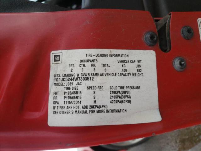 Photo 10 from auction – 1998 CHEVROLET CAVALIER with VIN 1G1JC5244W7303512