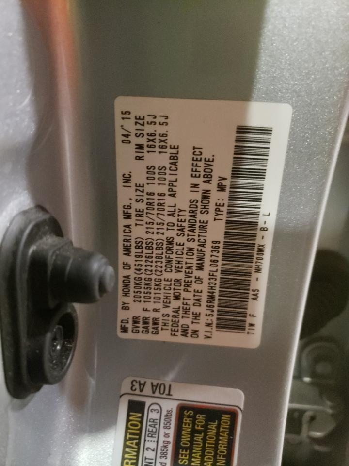 Photo 10 from auction – 2015 HONDA CR-V LX with VIN 5J6RM4H33FL067369