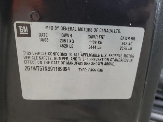 Photo 10 from auction – 2009 CHEVROLET IMPALA 1LT with VIN 2G1WT57N991189094