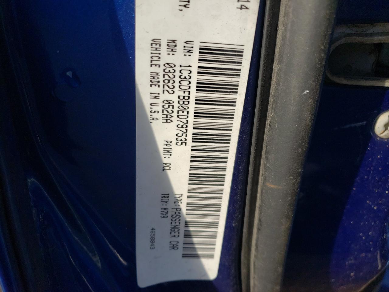 Photo 10 from auction – 2014 DODGE DART SXT with VIN 1C3CDFBB0ED797535