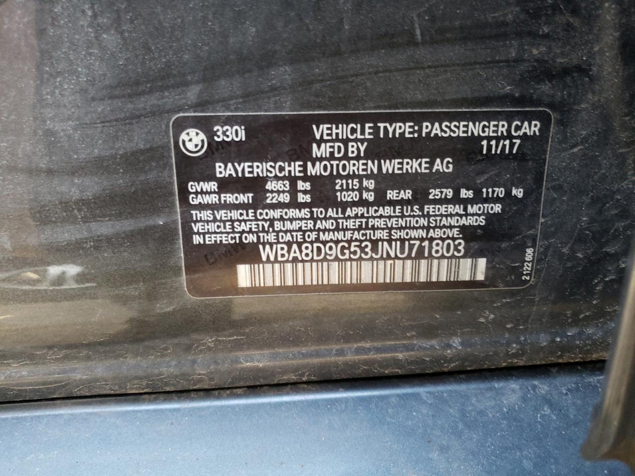 Photo 10 from auction – 2018 BMW 330 XI with VIN WBA8D9G53JNU71803