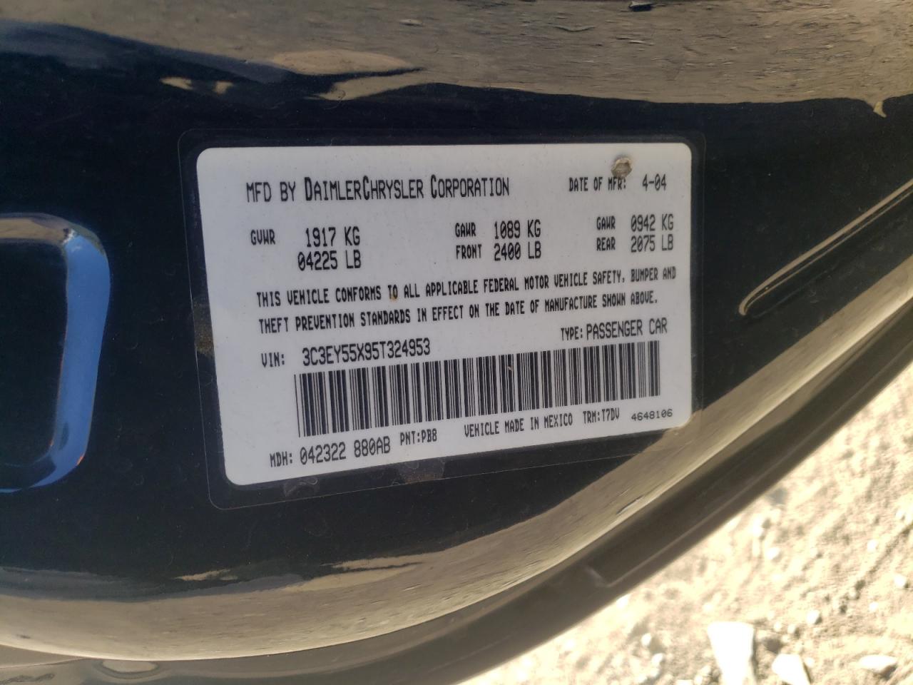 Photo 10 from auction – 2005 CHRYSLER PT CRUISER with VIN 3C3EY55X95T324953