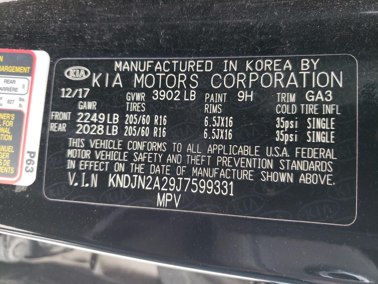 Photo 10 from auction – 2018 KIA SOUL with VIN KNDJN2A29J7599331
