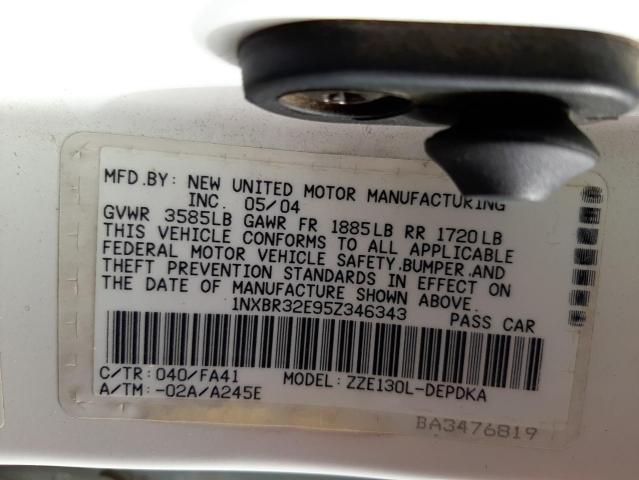 Photo 10 from auction – 2005 TOYOTA COROLLA CE with VIN 1NXBR32E95Z346343
