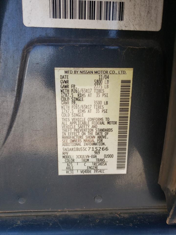 Photo 10 from auction – 2005 NISSAN PATHFINDER with VIN 5N1AR18U55C715266