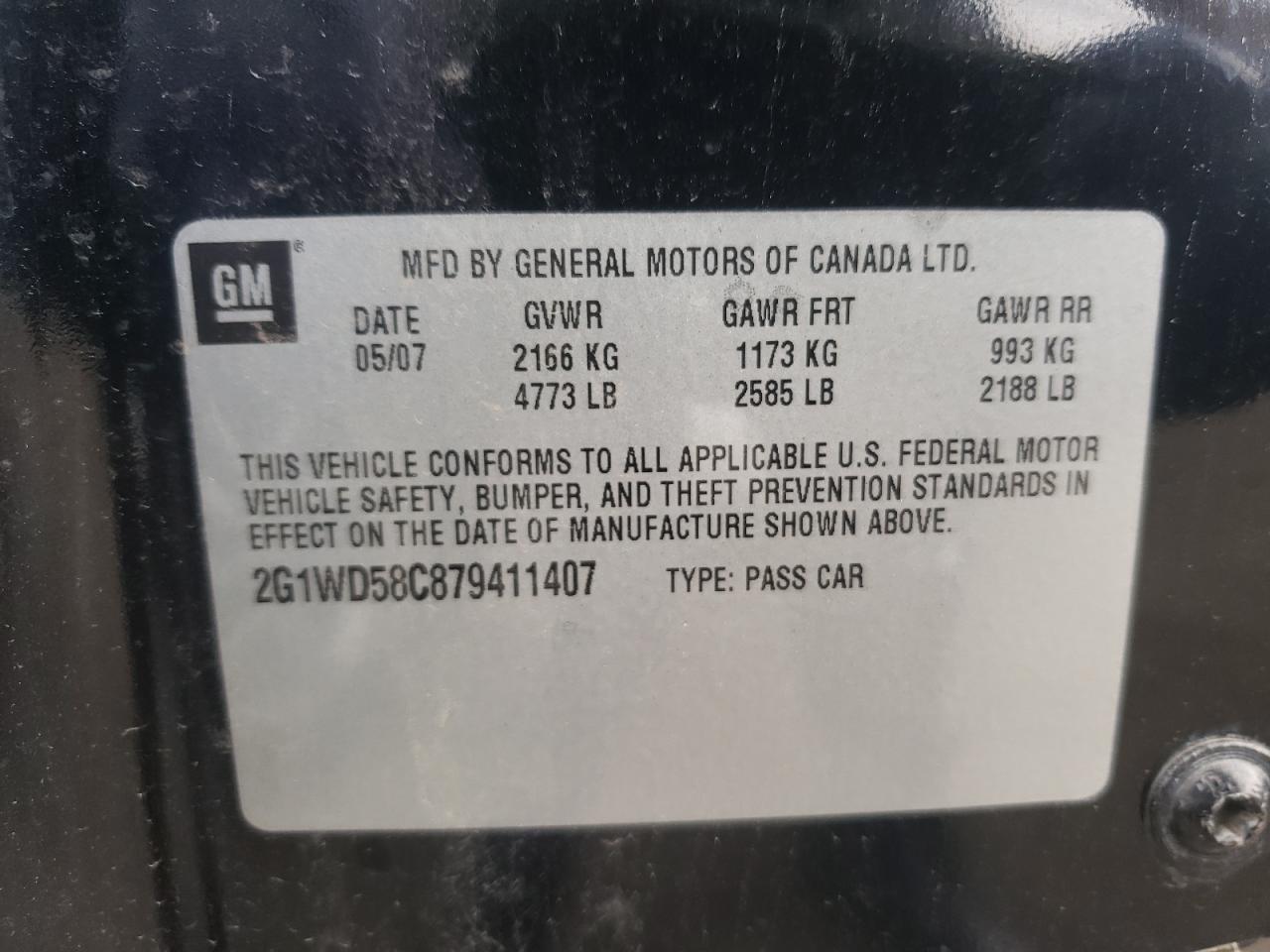 Photo 10 from auction – 2007 CHEVROLET IMPALA SUP with VIN 2G1WD58C879411407