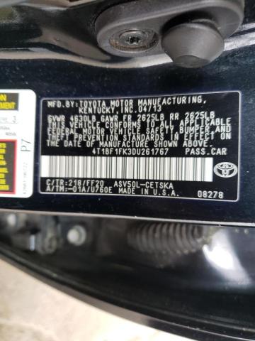 Photo 10 from auction – 2013 TOYOTA CAMRY L with VIN 4T1BF1FK3DU261767
