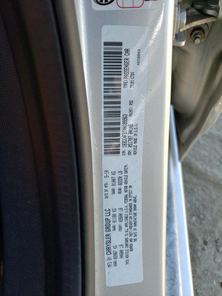 Photo 10 from auction – 2010 DODGE AVENGER SX with VIN 1B3CC4FB1AN189963