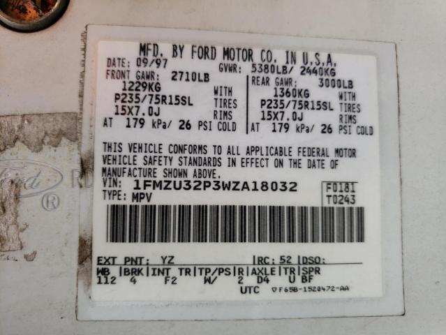 Photo 10 from auction – 1998 FORD EXPLORER with VIN 1FMZU32P3WZA18032