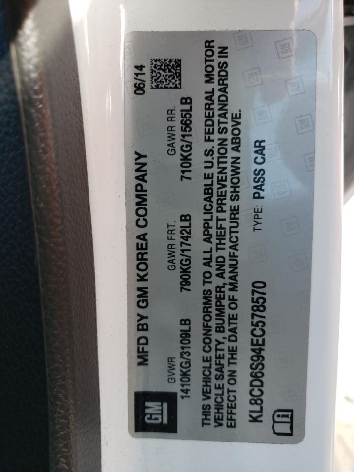 Photo 10 from auction – 2014 CHEVROLET SPARK 1LT with VIN KL8CD6S94EC578570