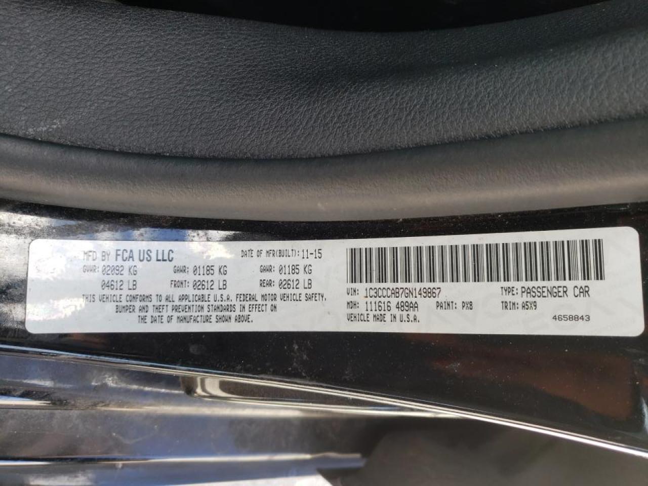Photo 10 from auction – 2016 CHRYSLER 200 LIMITE with VIN 1C3CCCAB7GN149867