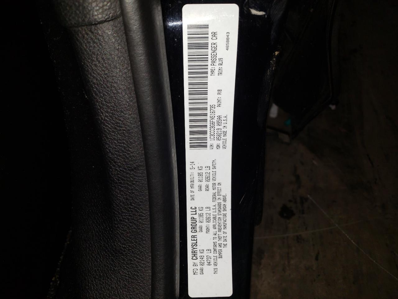 Photo 10 from auction – 2015 CHRYSLER 200 S with VIN 1C3CCCBG6FN516735