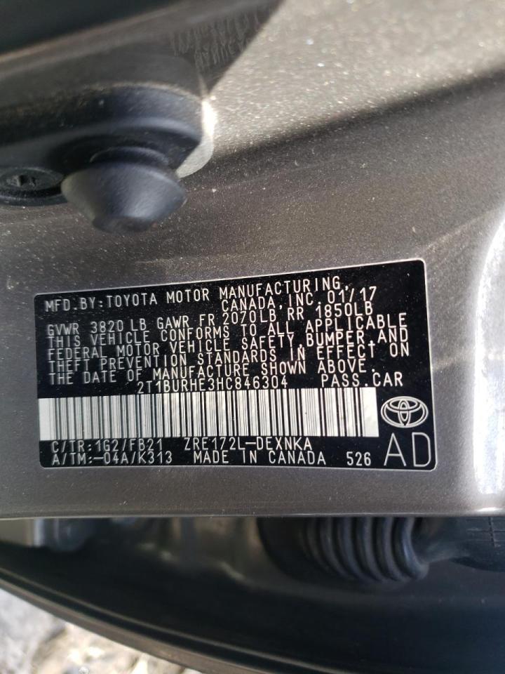 Photo 10 from auction – 2017 TOYOTA COROLLA L with VIN 2T1BURHE3HC846304