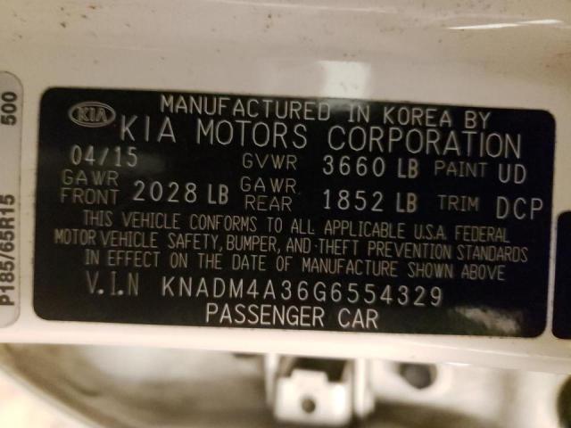Photo 10 from auction – 2016 KIA RIO LX with VIN KNADM4A36G6554329