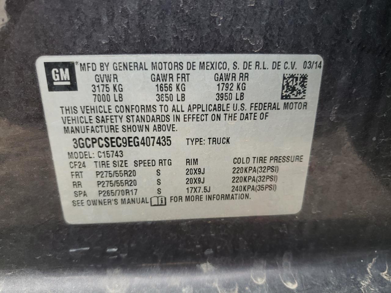 Photo 10 from auction – 2014 CHEVROLET SILVERADO with VIN 3GCPCSEC9EG407435