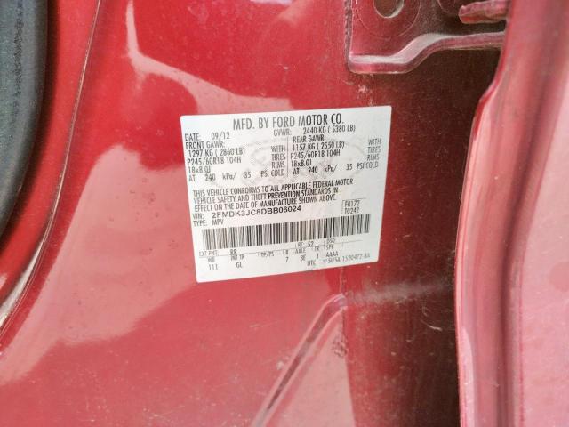 Photo 10 from auction – 2013 FORD EDGE SEL with VIN 2FMDK3JC8DBB06024