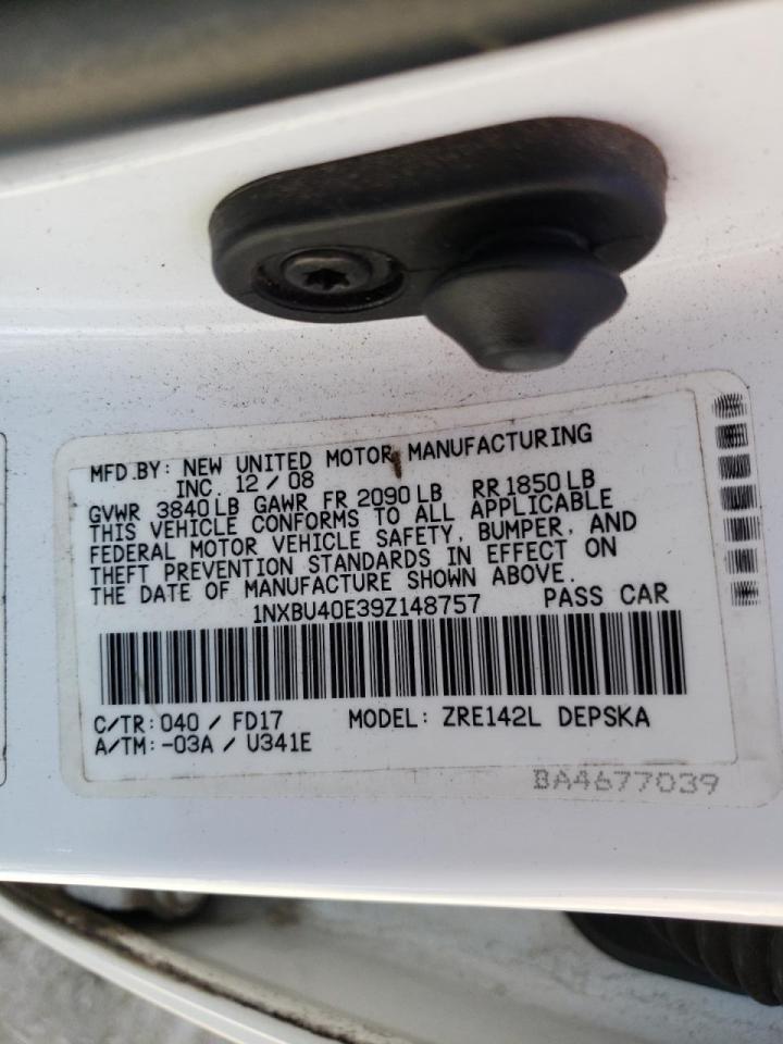 Photo 10 from auction – 2009 TOYOTA COROLLA BA with VIN 1NXBU40E39Z148757